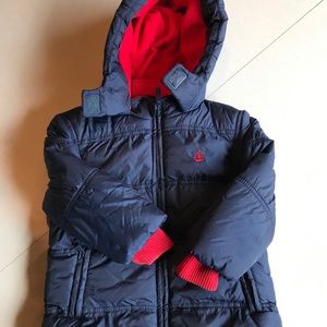 JoJo Maman Bébé Navy and Red Puffer